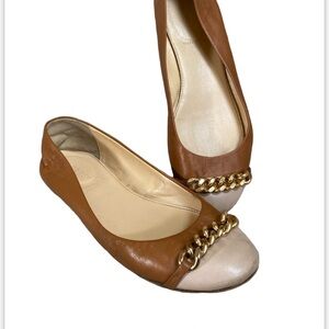 J.CREW NORA CAP TOE CHAIN BALLET FLATS SHOES NUDE size 6